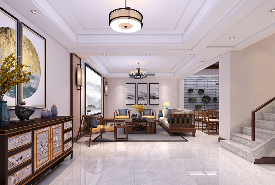 esball新中式风格客厅 (1)