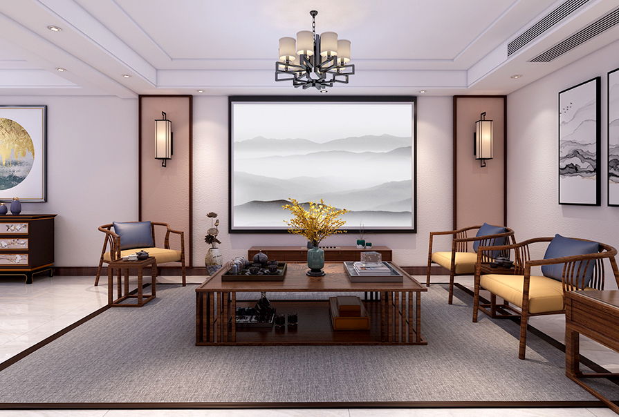 esball新中式风格客厅 (2)