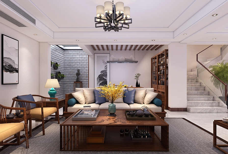 esball新中式风格客厅 (3)