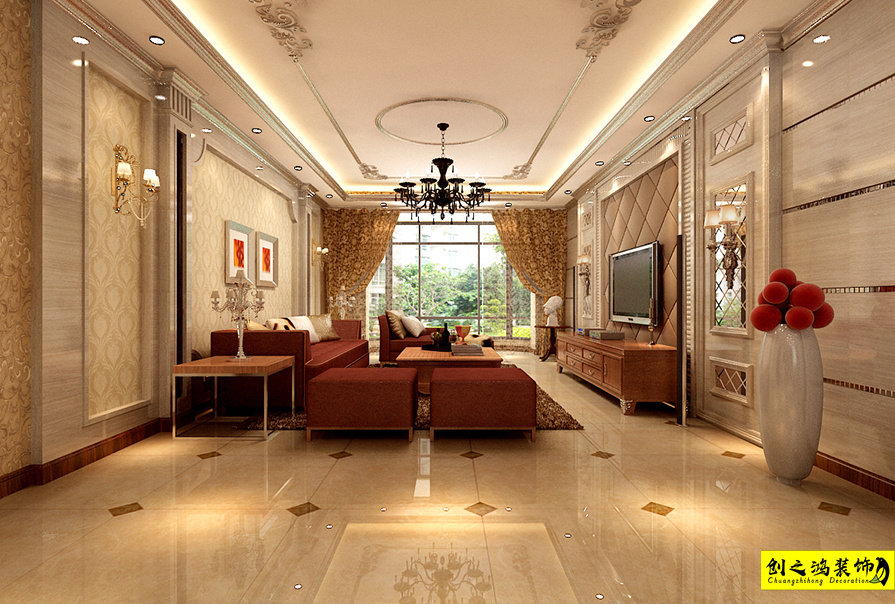 大包装修新房装修天津装修公司esball装饰客厅 (1)