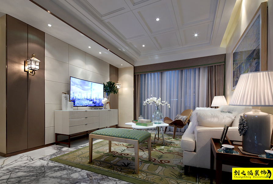 大包装修新房装修天津装修公司esball装饰客厅 (2)