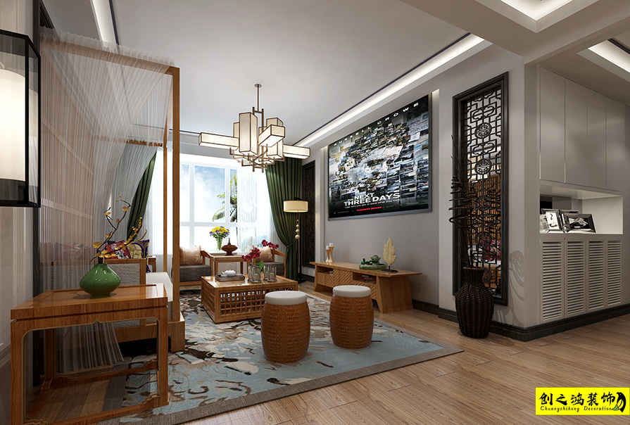 大包装修新房装修天津装修公司esball装饰客厅 (2)