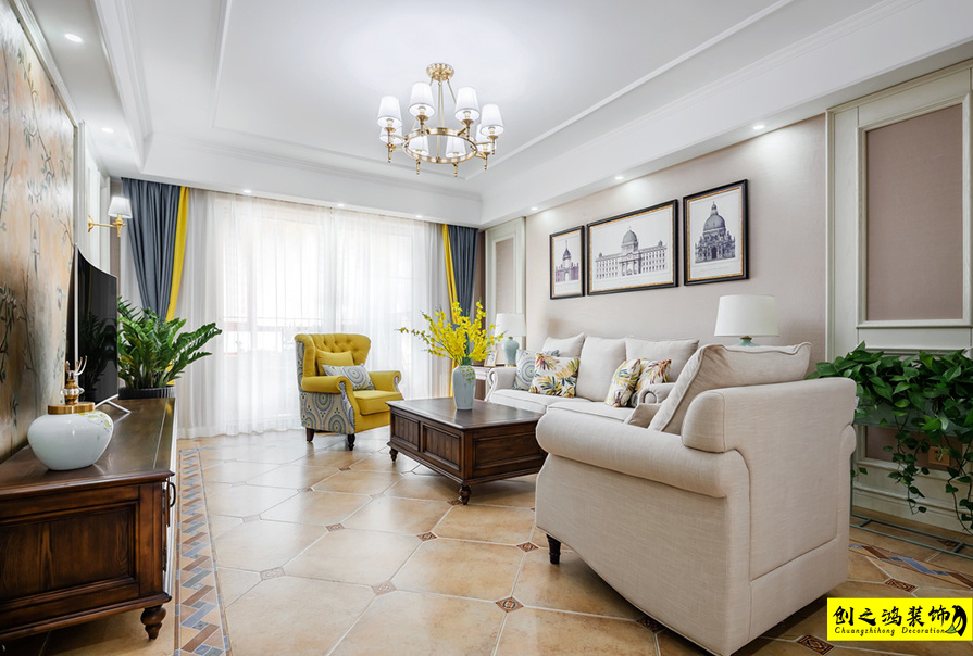 新房装修半包装修天津装修公司esball装饰客厅 (2)