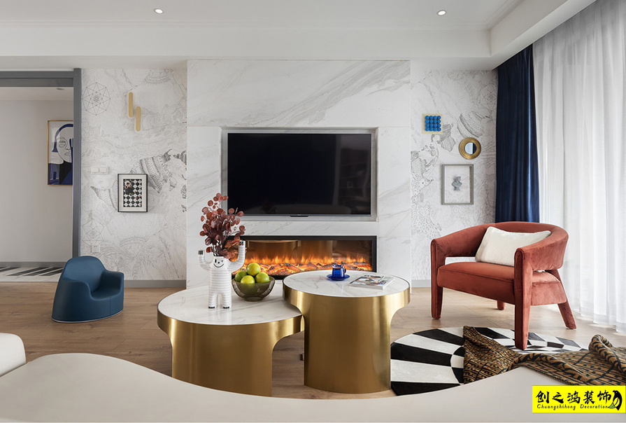 半包装修大包装修天津装修公司esball装饰客厅 (2)