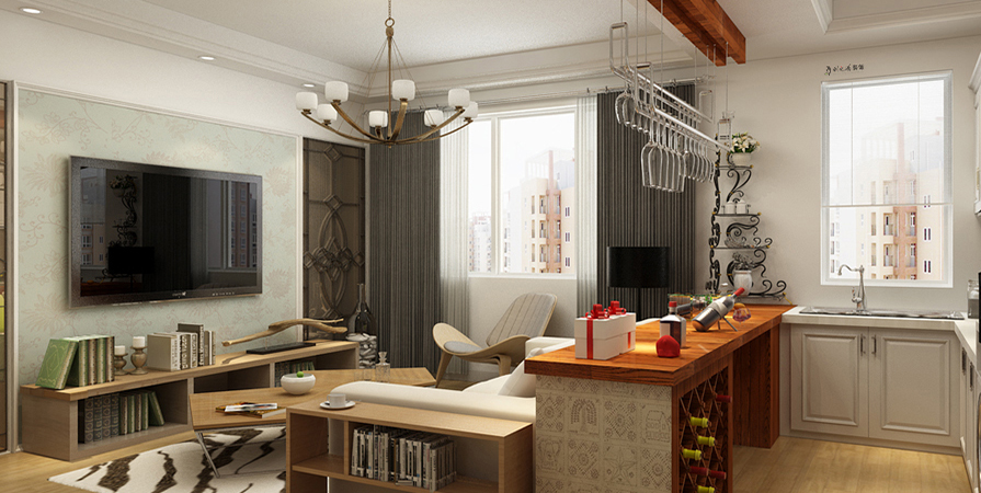 汇海北里71㎡复古轻奢风格装修实景图