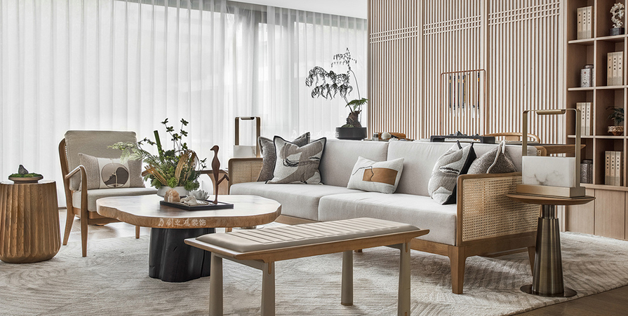 想云湾109㎡新中式风格三居室装修案例