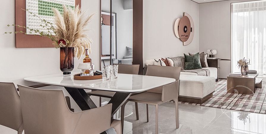 花语尚东105㎡轻奢风格三居室装修案例