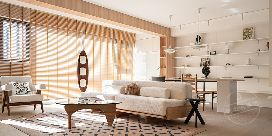 城东春晓116㎡原木风格三居室装修案例