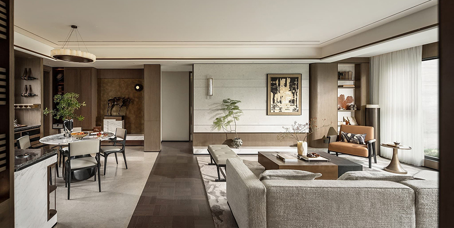 绿城·桂月云翠126㎡新中式风三居室装修案例