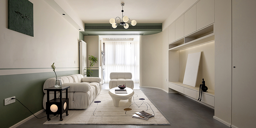 绿城·桂月雲翠89㎡奶油风格三居室装修案例