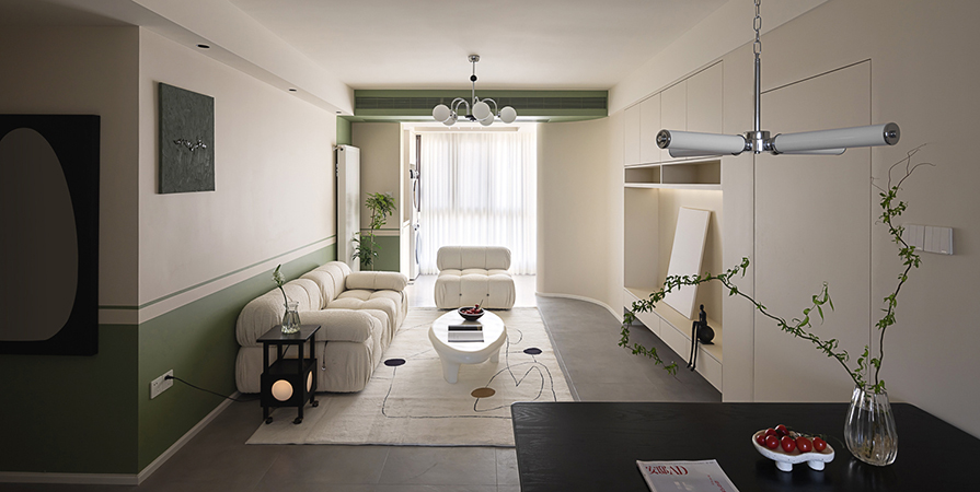 绿城·桂月雲翠89㎡奶油风格三居室装修案例