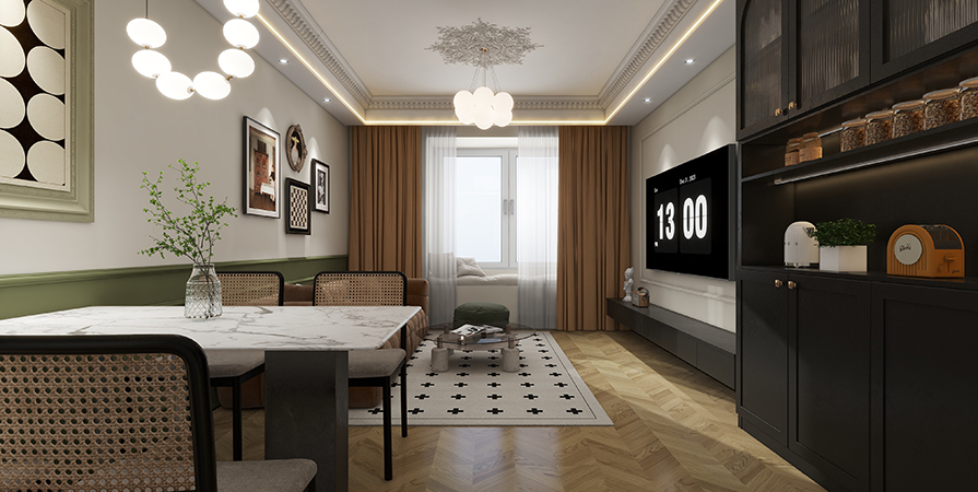 农垦含章雅著96㎡中古风格三居室原创案例